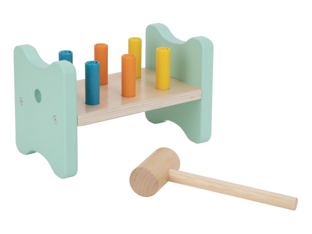 Educatieve speelbox 13–18 maanden – houten Montessori speelgoedset met puzzels, hamerbank, stapelbekers en boek over emoties
