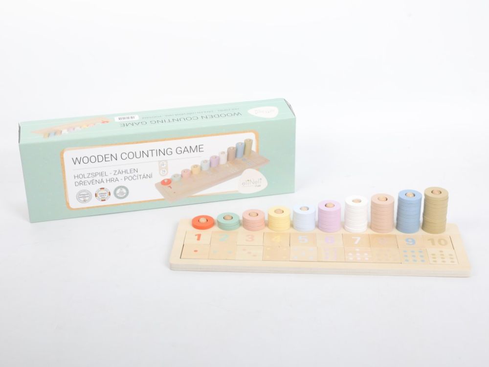 Houten Montessori telraam – educatief speelgoed met gekleurde ringen, stimuleert tellen, kleuren herkennen en motoriek, geschikt vanaf 2 jaar