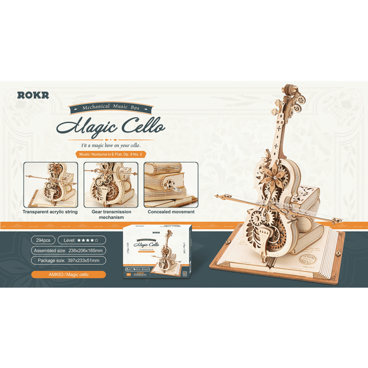 Houten 3D Puzzel Magic Cello