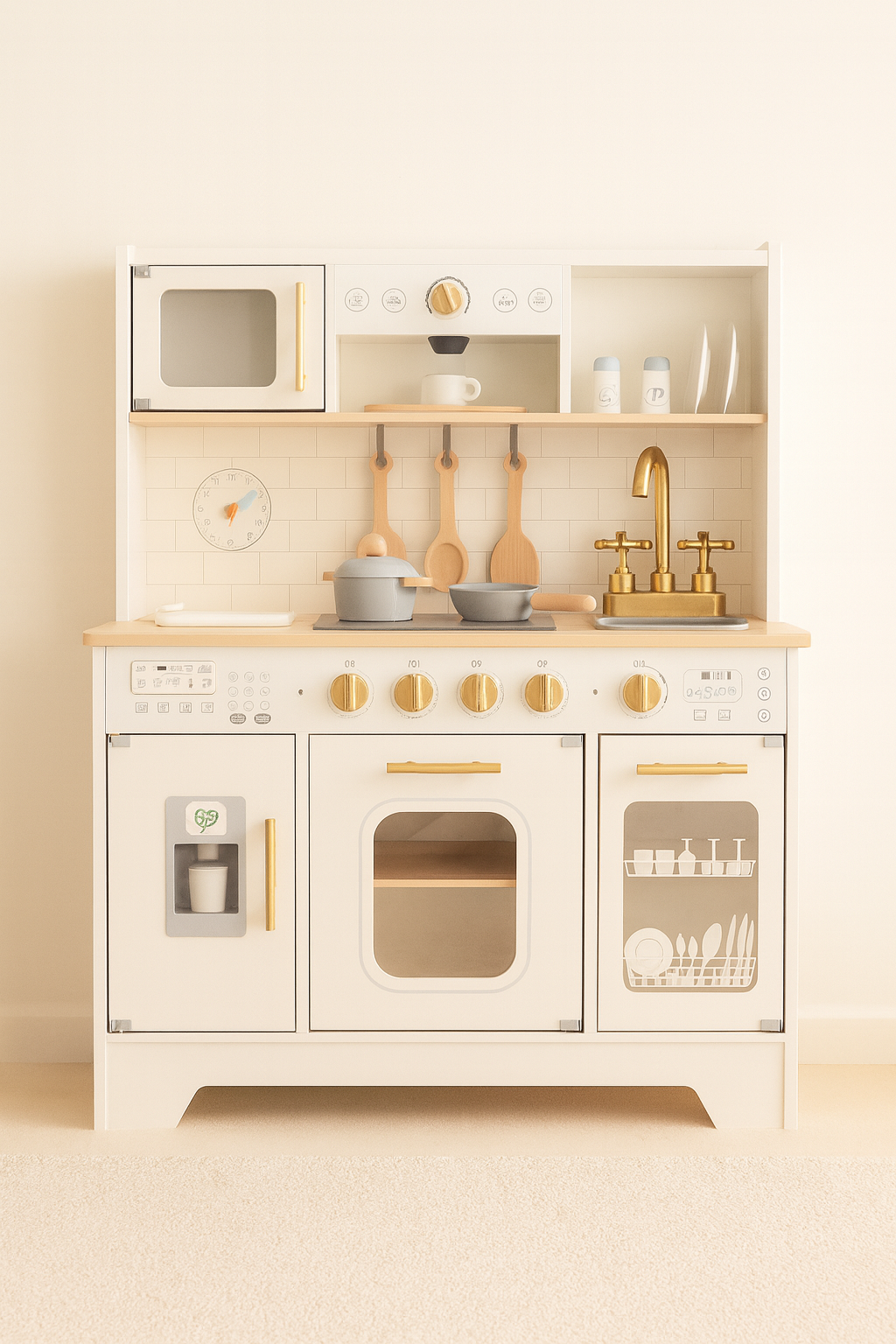 🍽️ Luxe Houten Kinderkeuken – Inclusief Moderne Apparaten & Accessoires