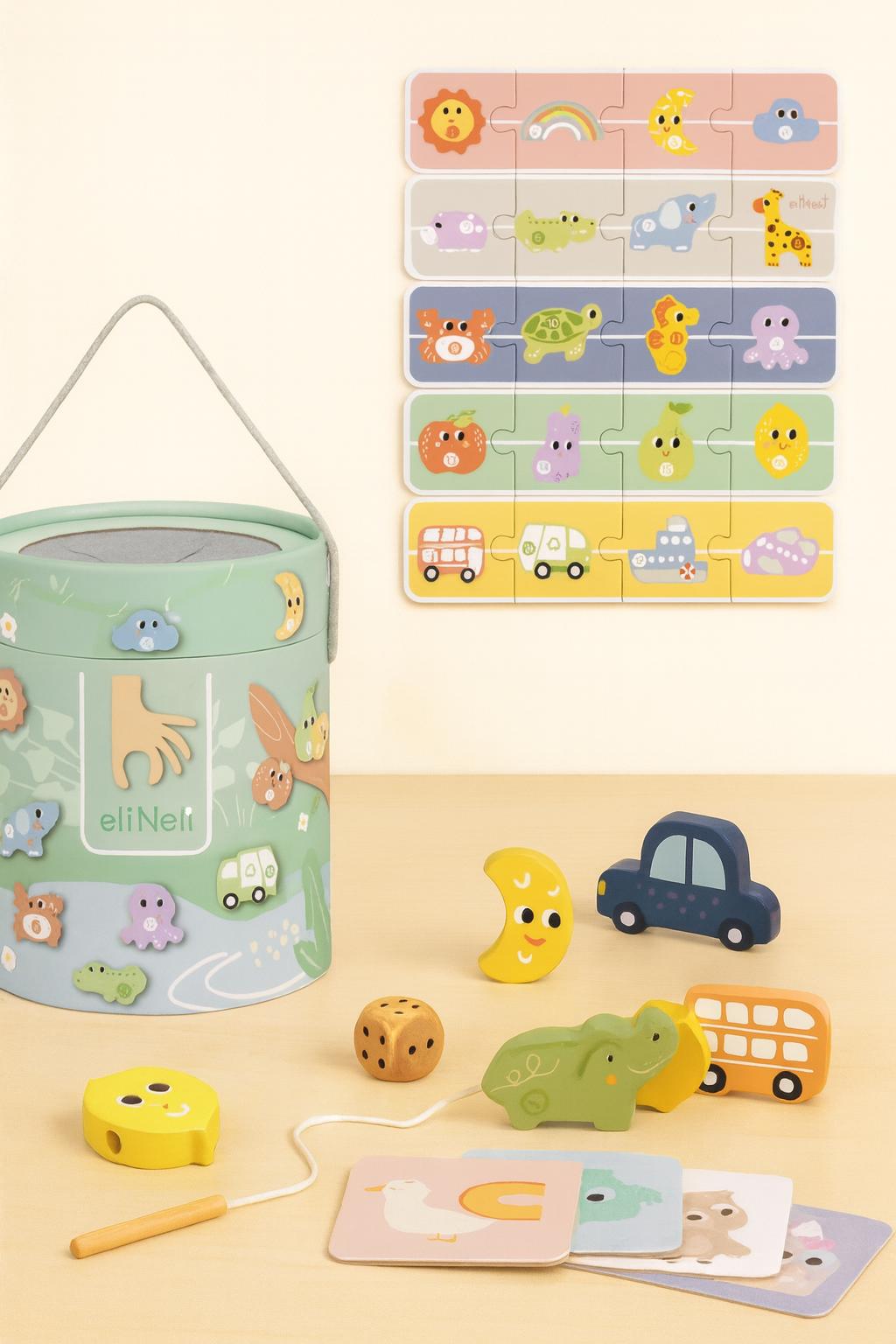 🧺 Houten Zoekspel met Rijgparels | Educatief Spel voor Kinderen - VOF Snug & Smart