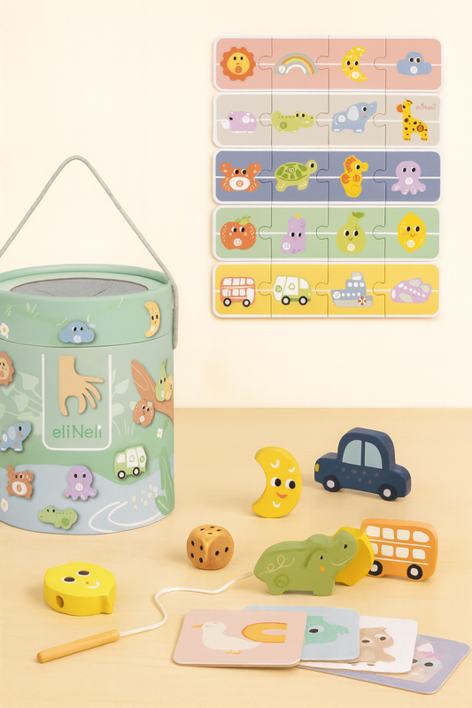 🧺 Houten Zoekspel met Rijgparels | Educatief Spel voor Kinderen - VOF Snug & Smart