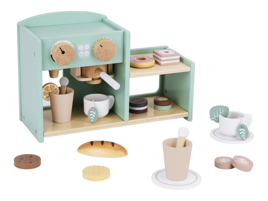 ☕ 2-in-1 Houten Speelgoed Koffiemachine & Winkeltje