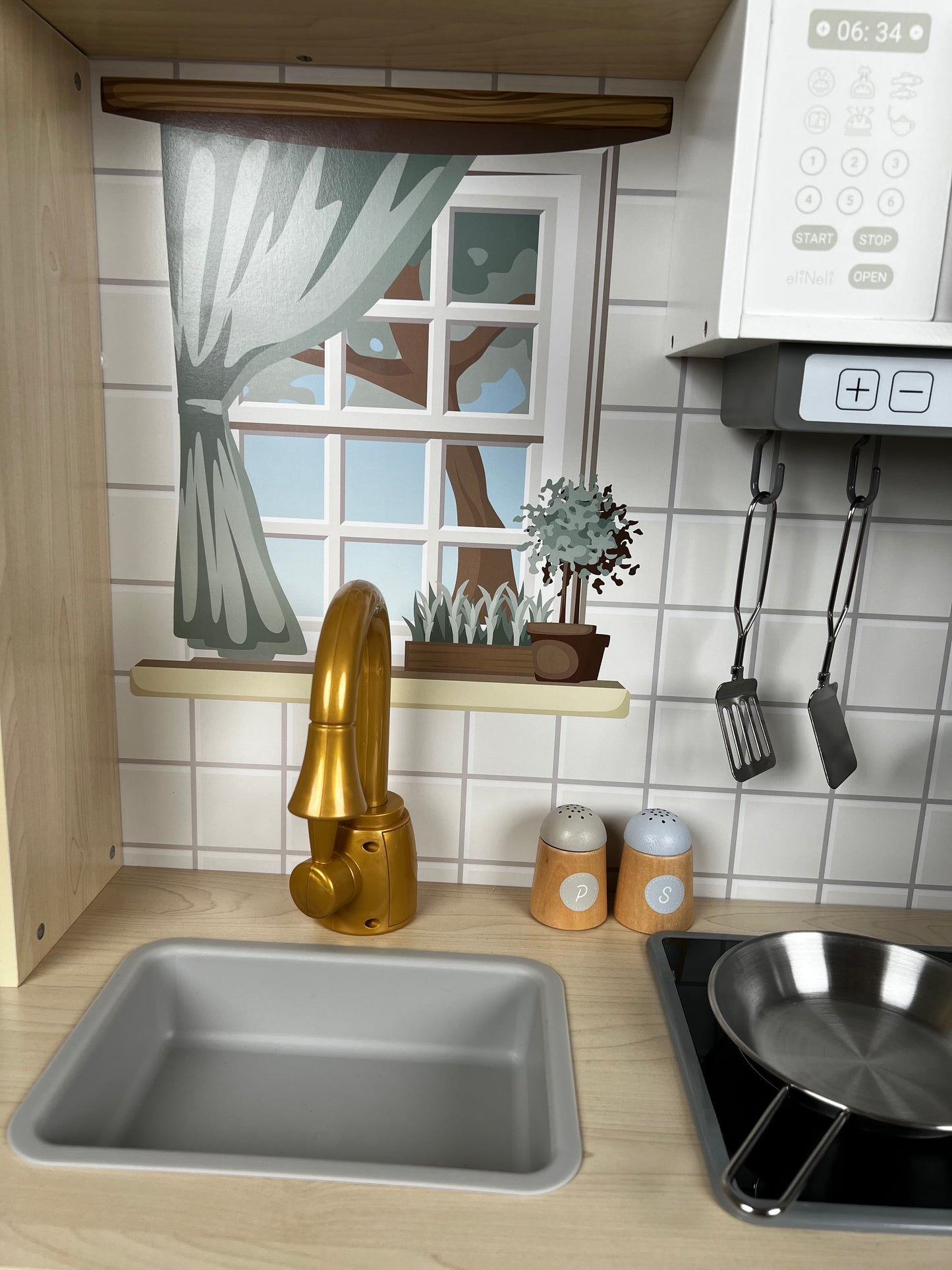 🍽️ Luxe Houten Kinderkeuken met Accessoires & Gratis Textielset – Scandinavisch Design