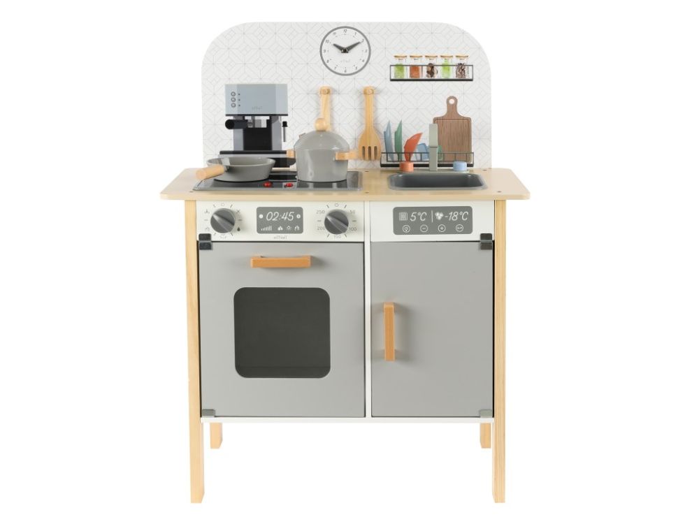 Houten Speelkeuken – Scandinavisch Grijs met GRATIS Textielset