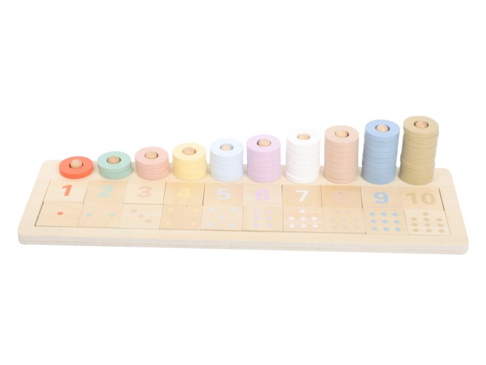Houten Montessori telraam – educatief speelgoed met gekleurde ringen, stimuleert tellen, kleuren herkennen en motoriek, geschikt vanaf 2 jaar