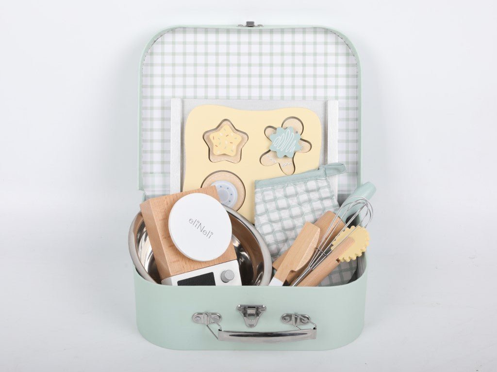 🍪 Houten Bakset – 18-delig in Koffer | Rollenspel - VOF Snug & Smart