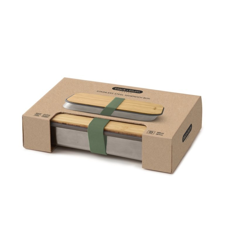 Black+Blum Bento Lunchbox – 0,9 L | RVS met Bamboe Deksel | Duurzaam & Stijlvol |