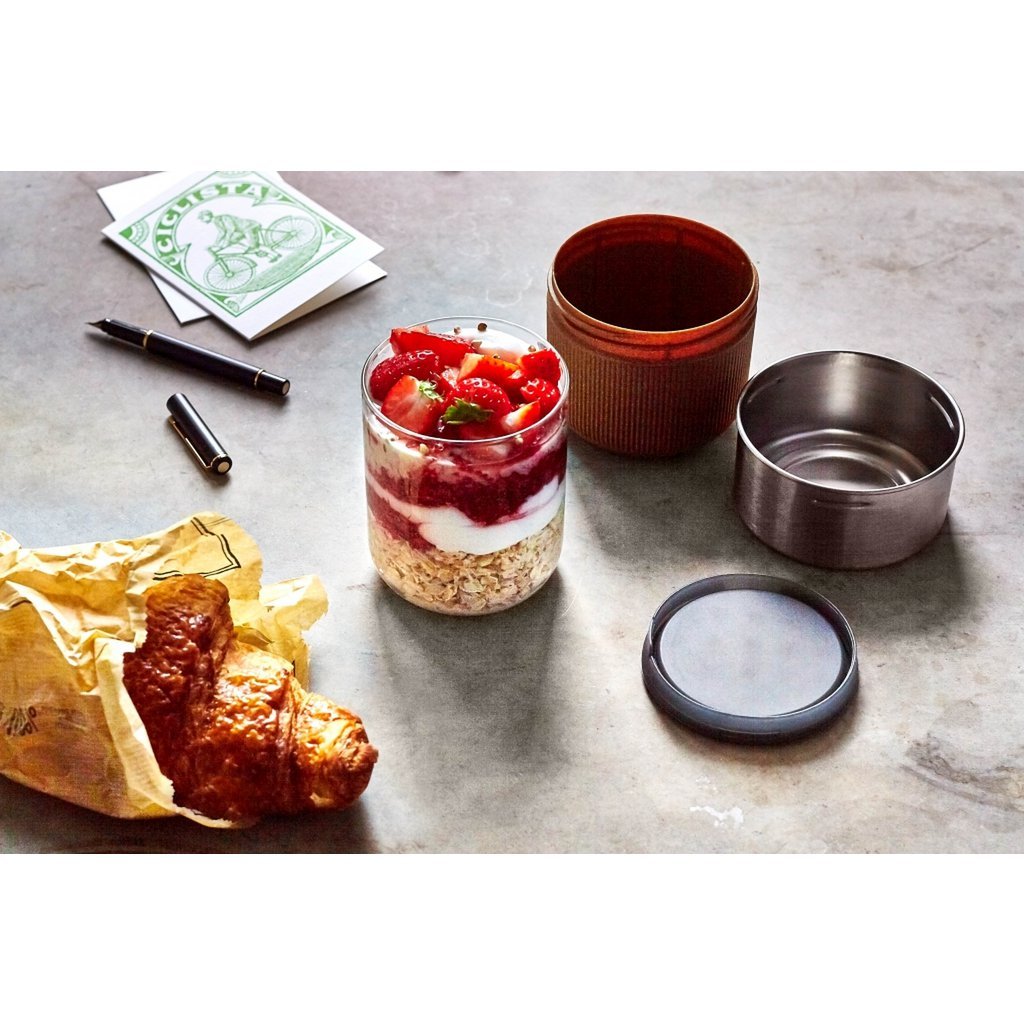 Black+Blum Glass Lunch Pot – 0,45 L | Duurzaam Glas & Houtvezel | Met Ontluchtingsdeksel
