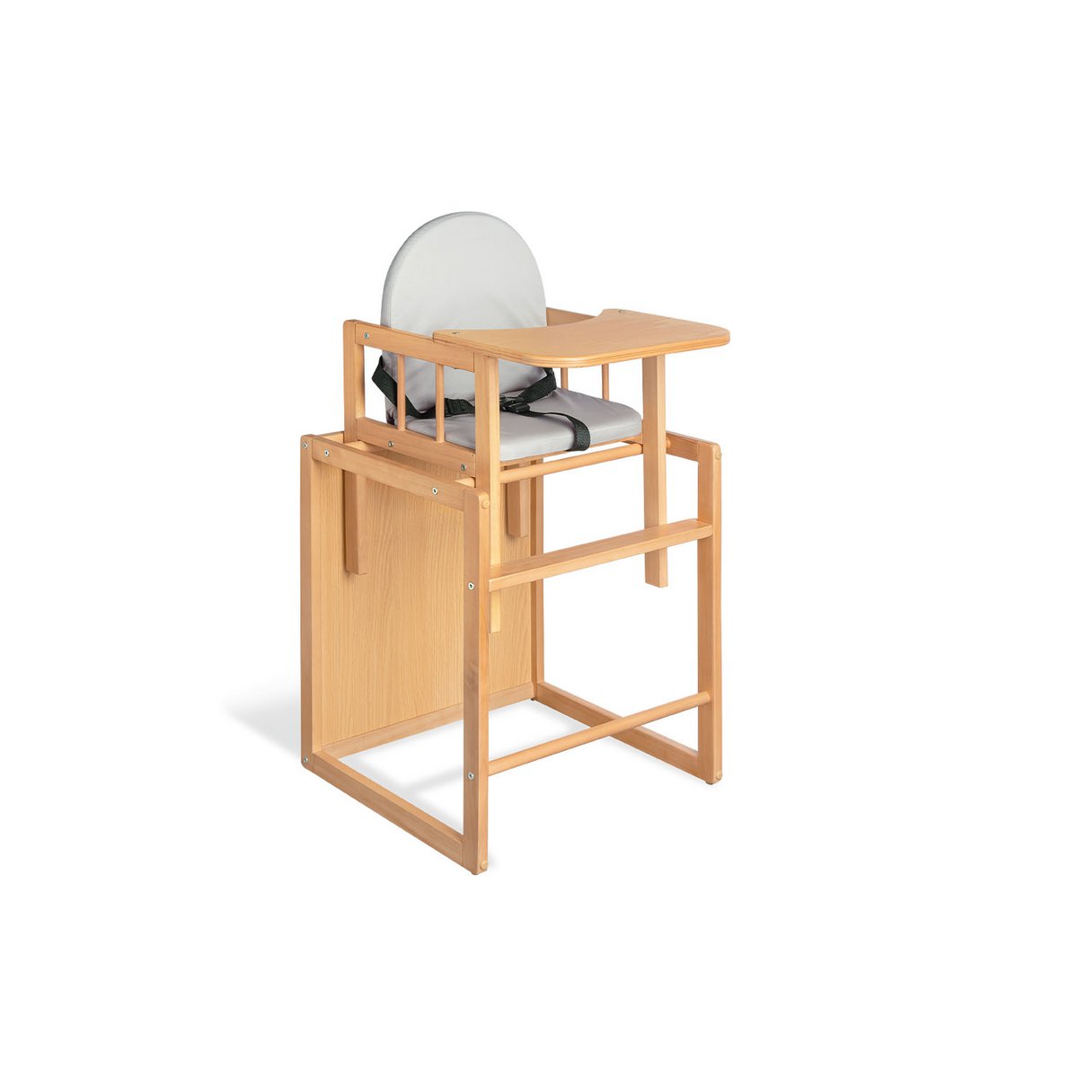 Chaise haute combinée 'Lene', laquée transparente