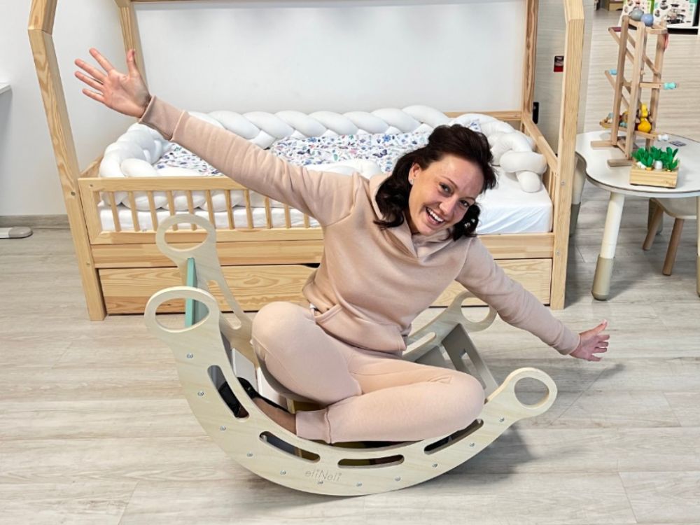 Balançoire en bois Montessori eliNeli 5 en 1 – Jouer et se développer en s'amusant