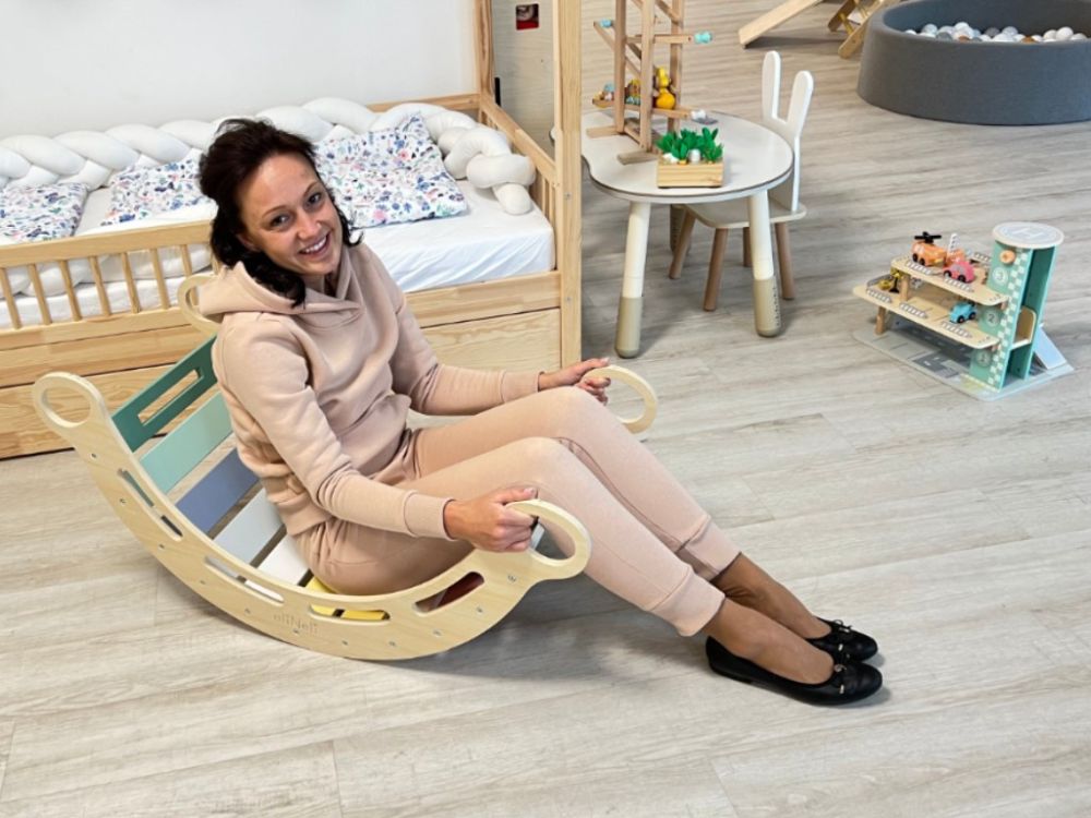 Balançoire en bois Montessori eliNeli 5 en 1 – Jouer et se développer en s'amusant