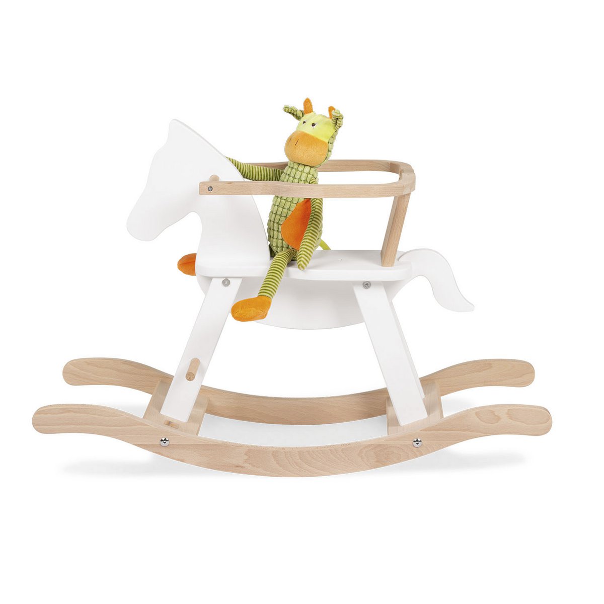 Hobbelpaard 'Pinolino' met ring, wit/naturel - VOF Snug & Smart