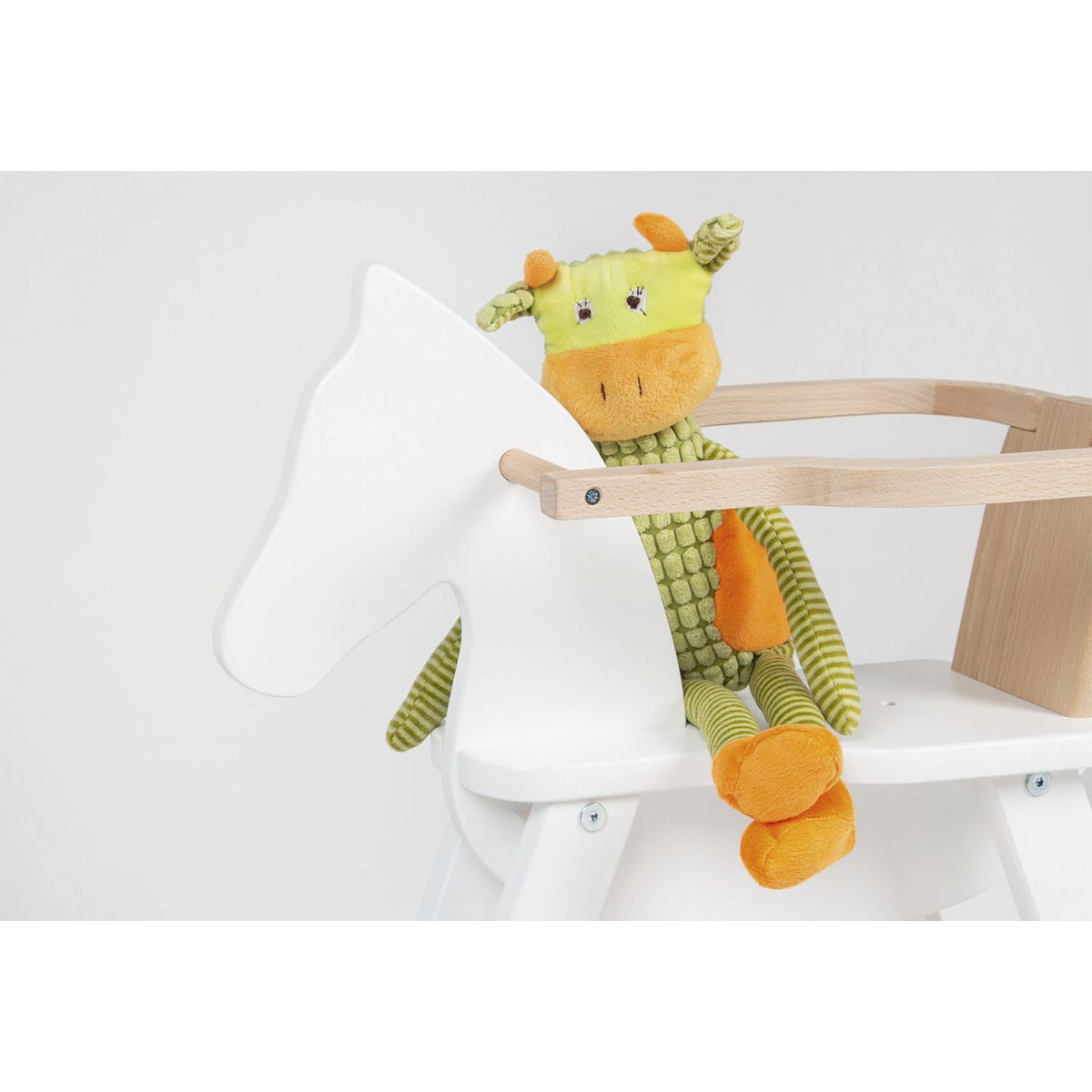 Hobbelpaard 'Pinolino' met ring, wit/naturel - VOF Snug & Smart