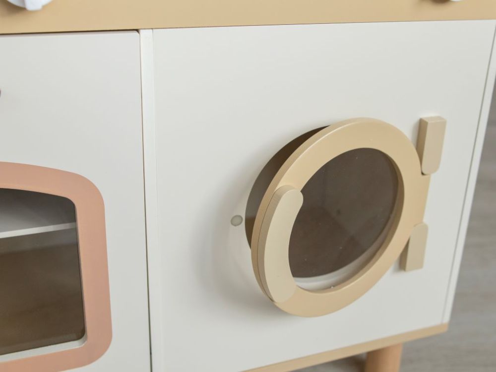 Houten Speelkeuken met Geluid – Crème met Bloemen