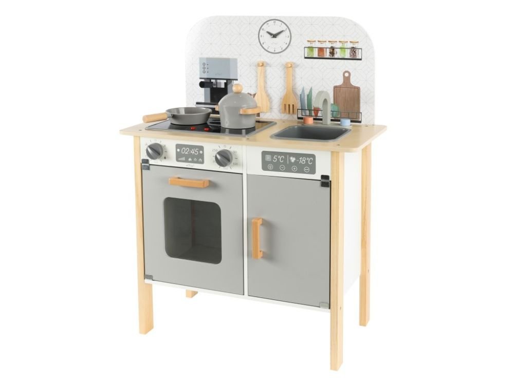 Houten Speelkeuken – Scandinavisch Grijs met GRATIS Textielset