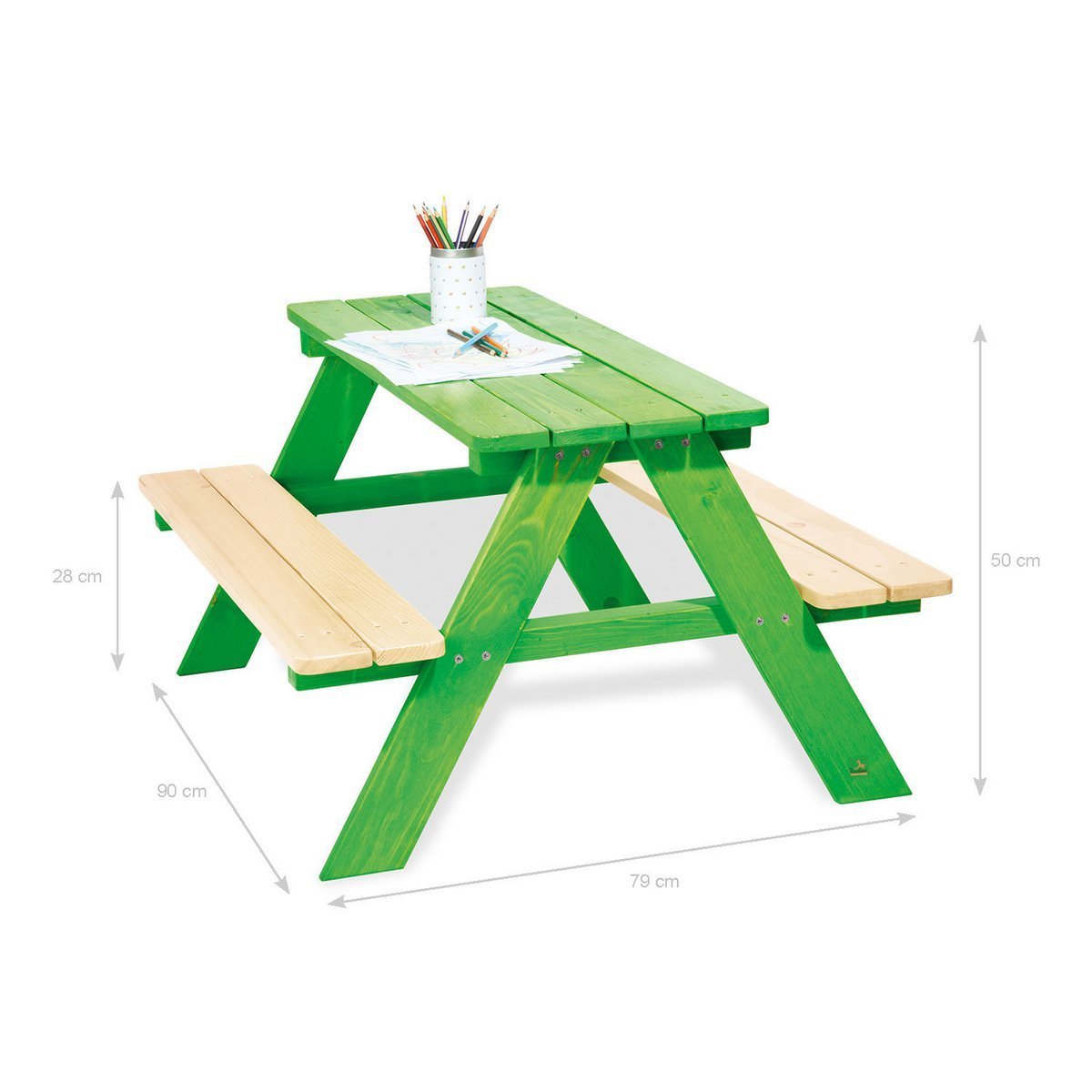 Kinderpicknickbank 'Nicki für 4', groen - VOF Snug & Smart