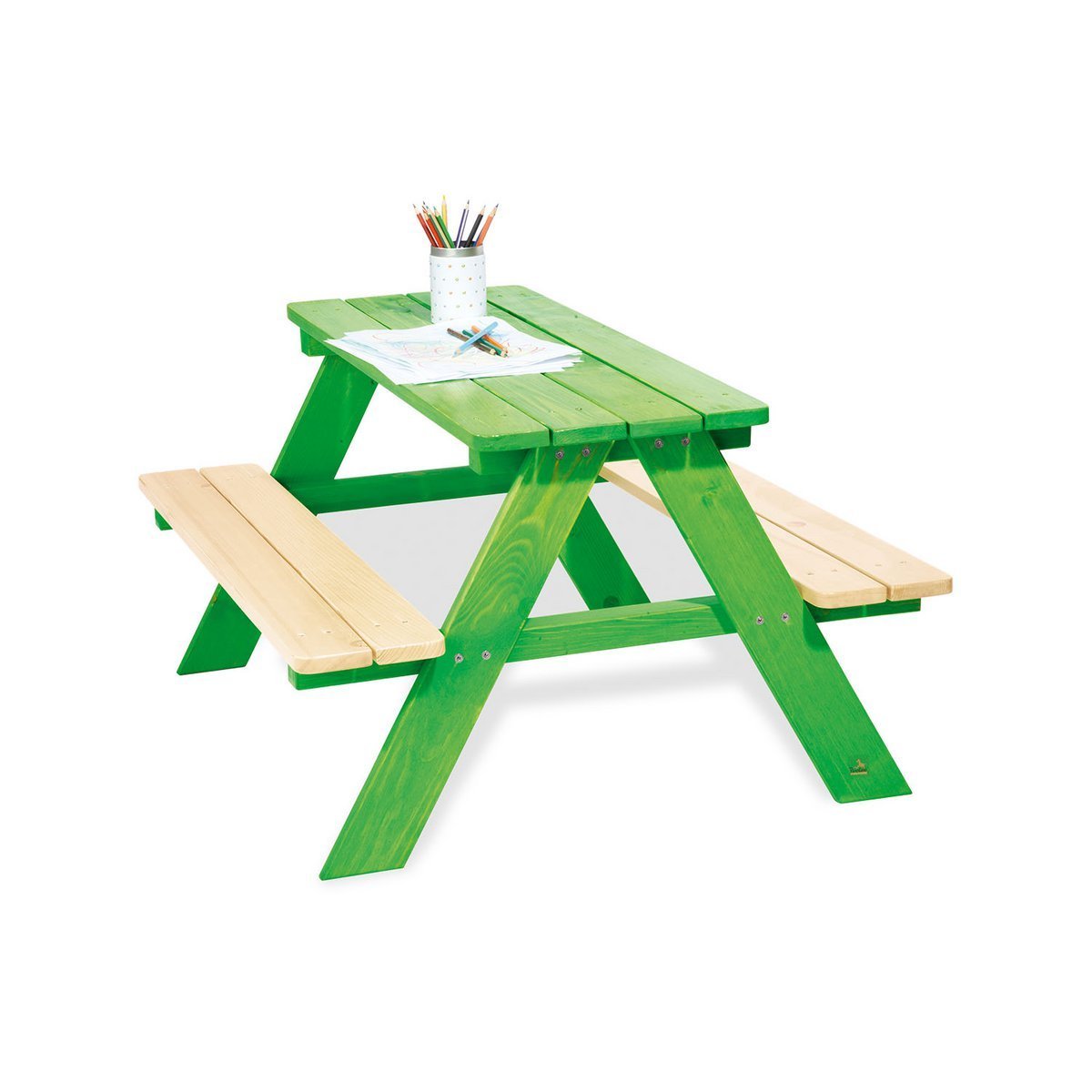 Kinderpicknickbank 'Nicki für 4', groen - VOF Snug & Smart