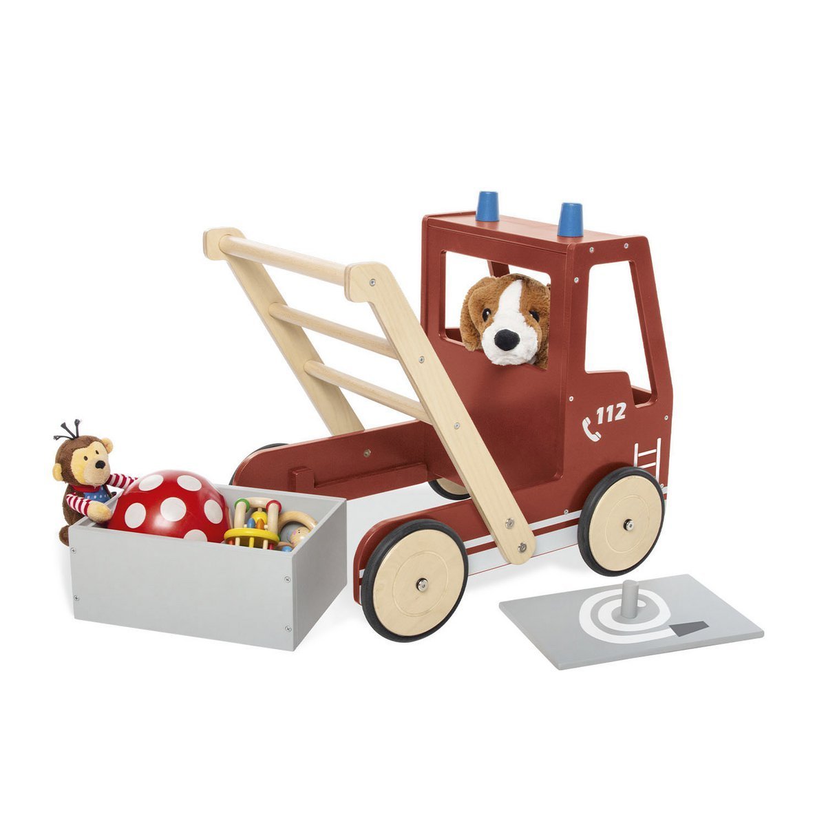 Leren wandelaar 'Feuerwehrauto Fred' - VOF Snug & Smart