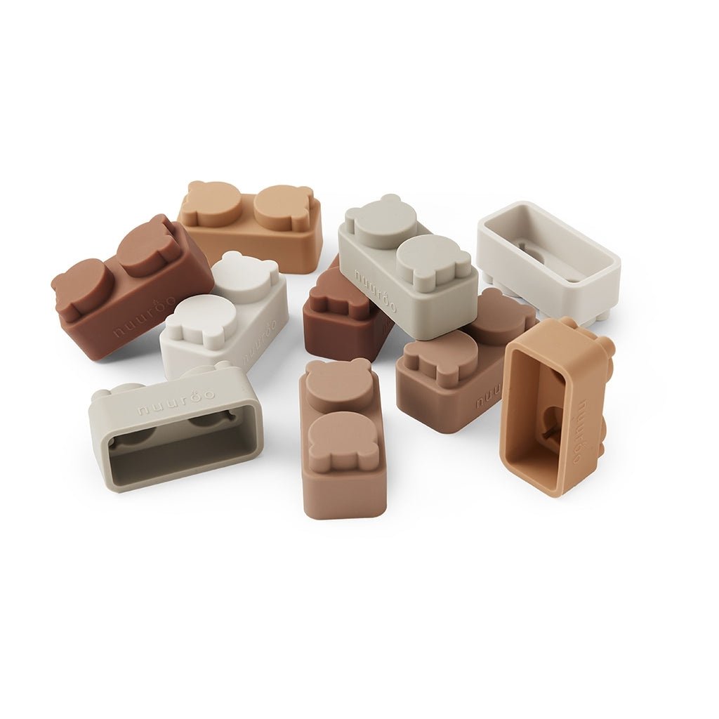 Blocs de construction empilables en silicone - 10 pièces - Mélange de couleurs marron