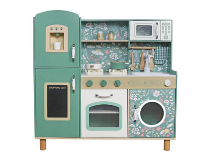 Houten groene Speelkeuken met Licht & Geluid – Educatieve Kinderkeuken met Accessoires – Vanaf 3 Jaar