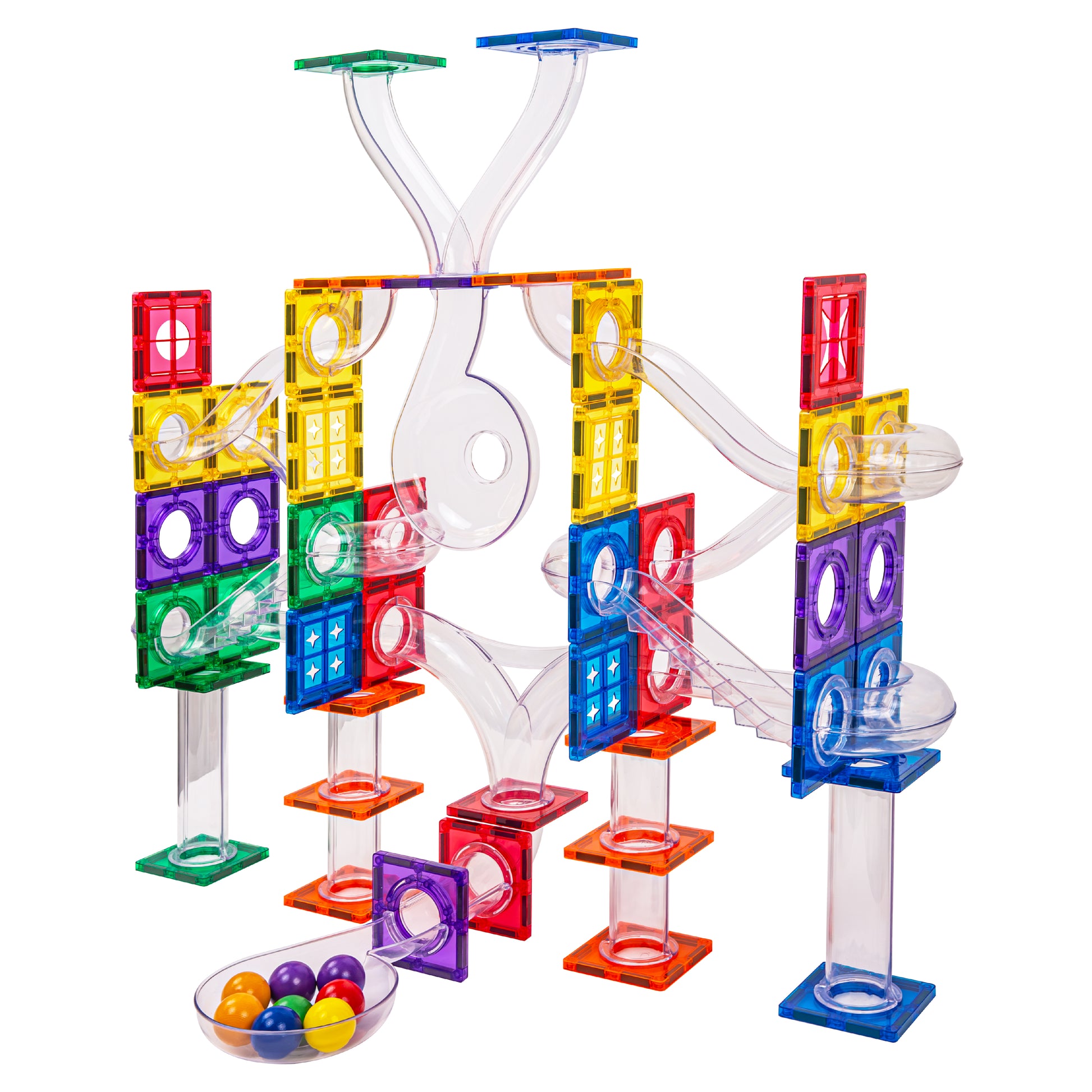 Kleurrijke magnetische knikkerbaan van EliFix met tunnels en lichtgevende ballen – educatief speelgoed vanaf 3 jaar