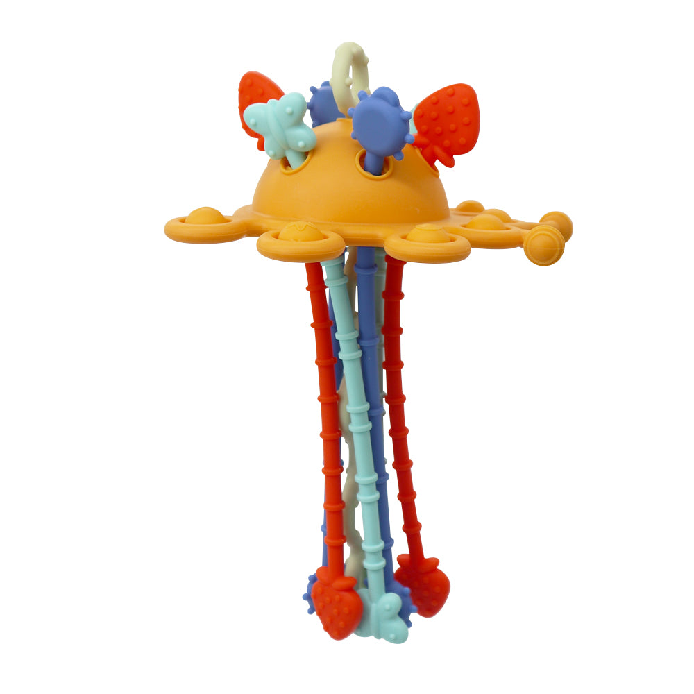 Jellyfish sensorische baby rammelaar met kleurrijke texturen en zachte tentakels