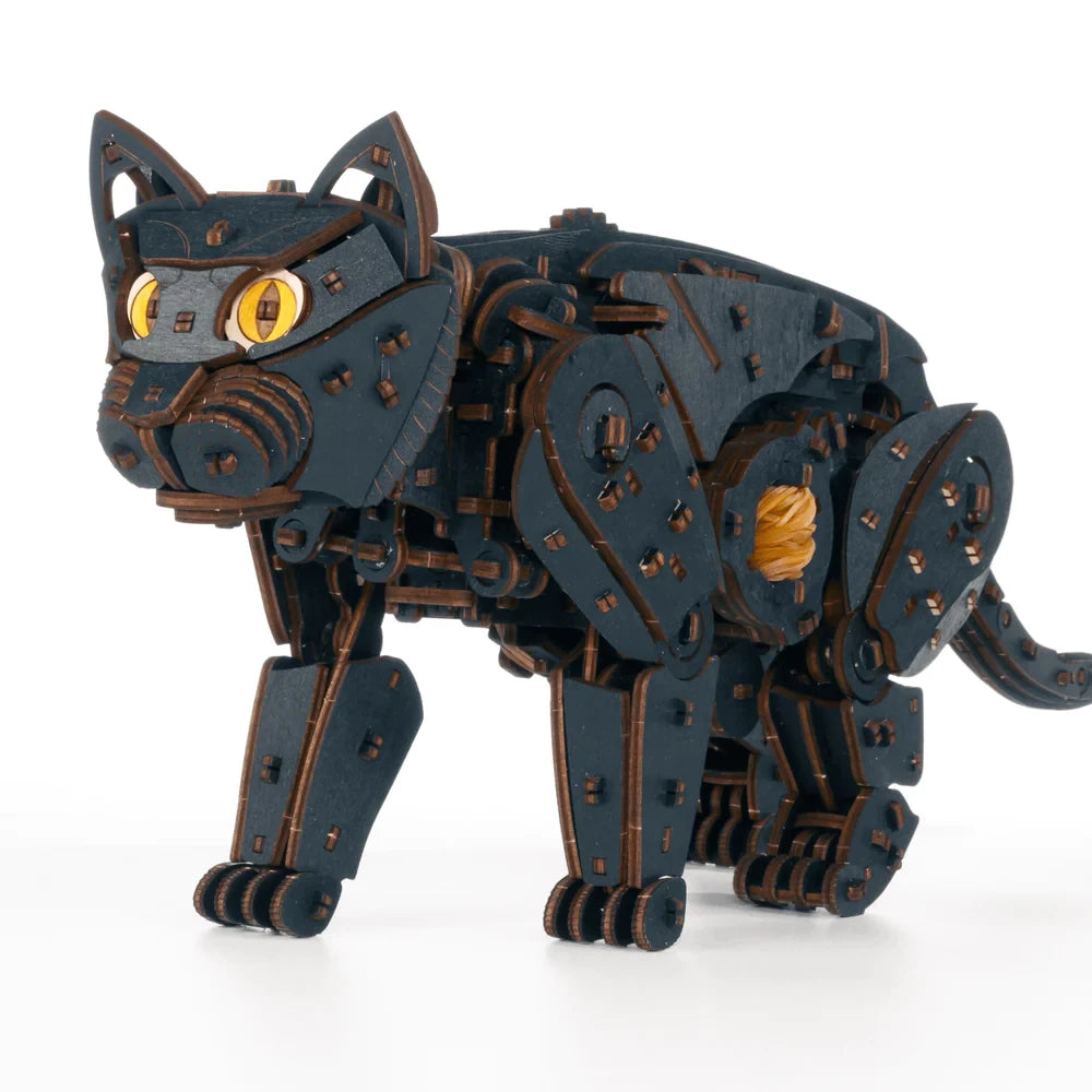 3D Houten Puzzel Mechanische Zwarte Kat