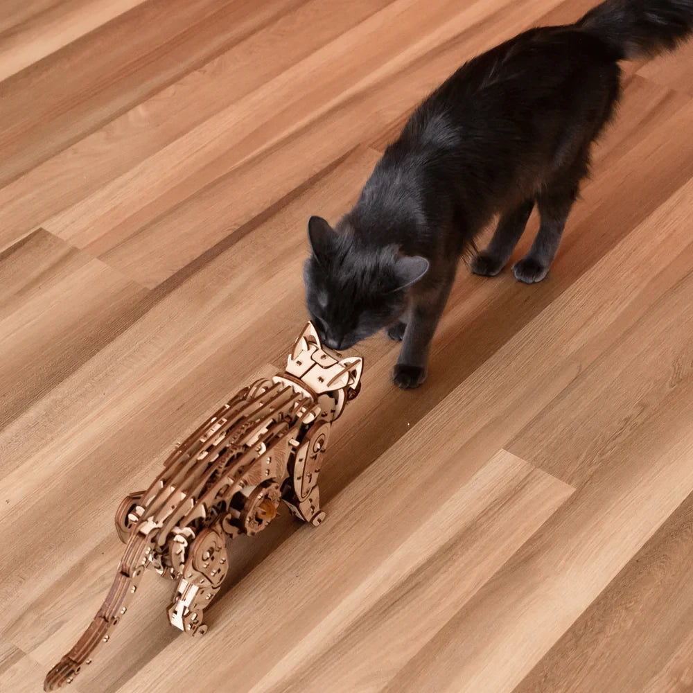 3D Houten Puzzel Mechanische Kat
