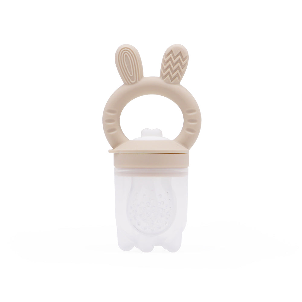 Beige siliconen fruitfeeder voor baby’s, veilig proeven van fruit en groente