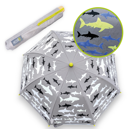 🦈 HECKBO Kinderparaplu – Haaien met Magische Kleurverandering