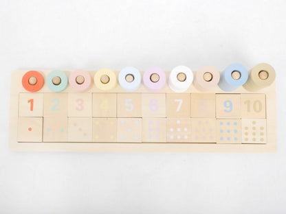 Houten Montessori telraam – educatief speelgoed met gekleurde ringen, stimuleert tellen, kleuren herkennen en motoriek, geschikt vanaf 2 jaar