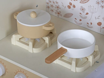 Cuisine bébé en bois avec sons - crème avec fleurs