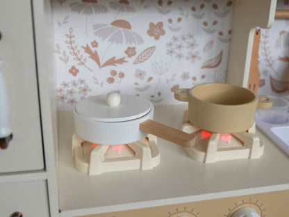 Cuisine bébé en bois avec sons - crème avec fleurs