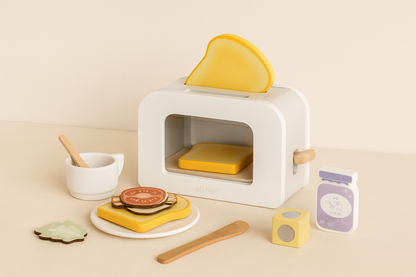🥪 Houten Speelgoedbroodrooster met Accessoires