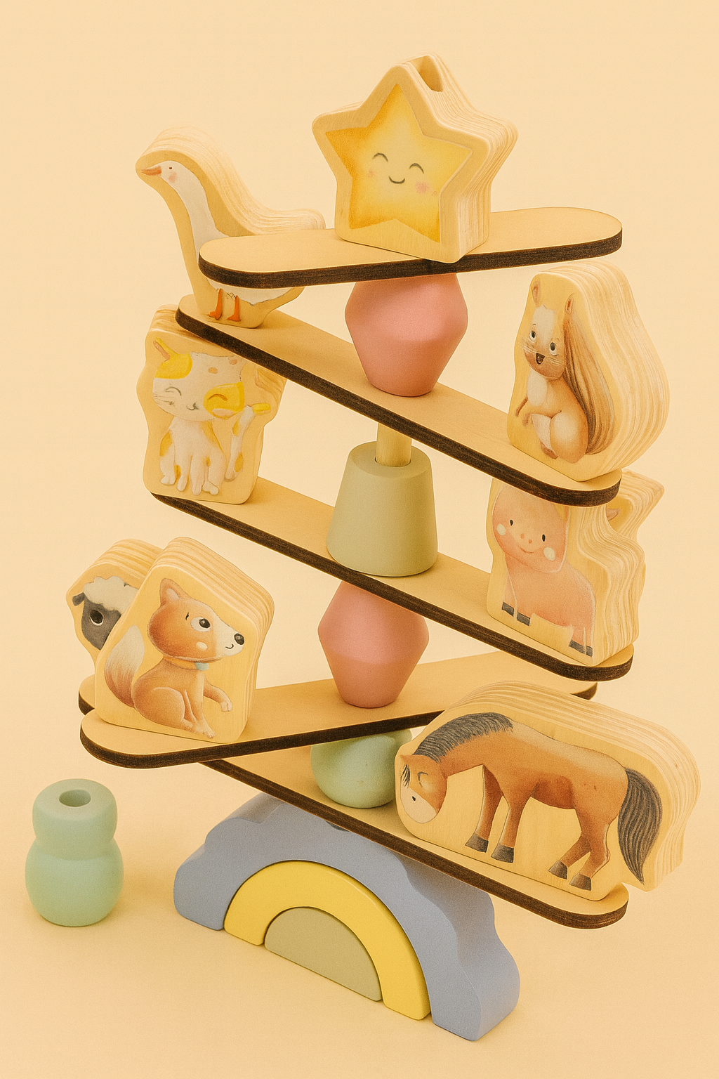 Houten Balansspel – Dieren & Regenboog | Educatief Montessori Speelgoed