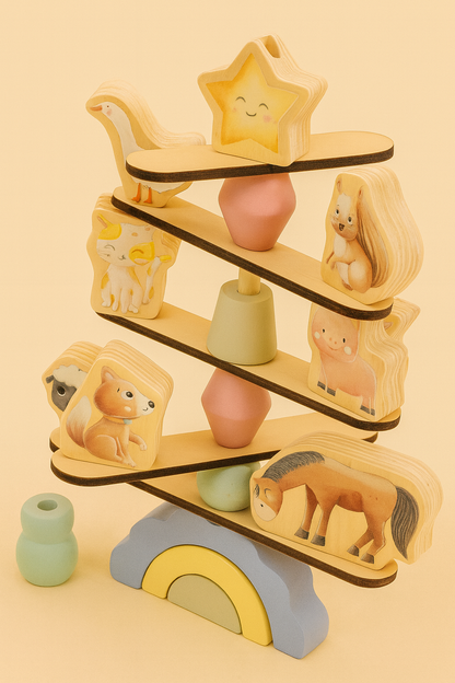 Houten Balansspel – Dieren & Regenboog | Educatief Montessori Speelgoed