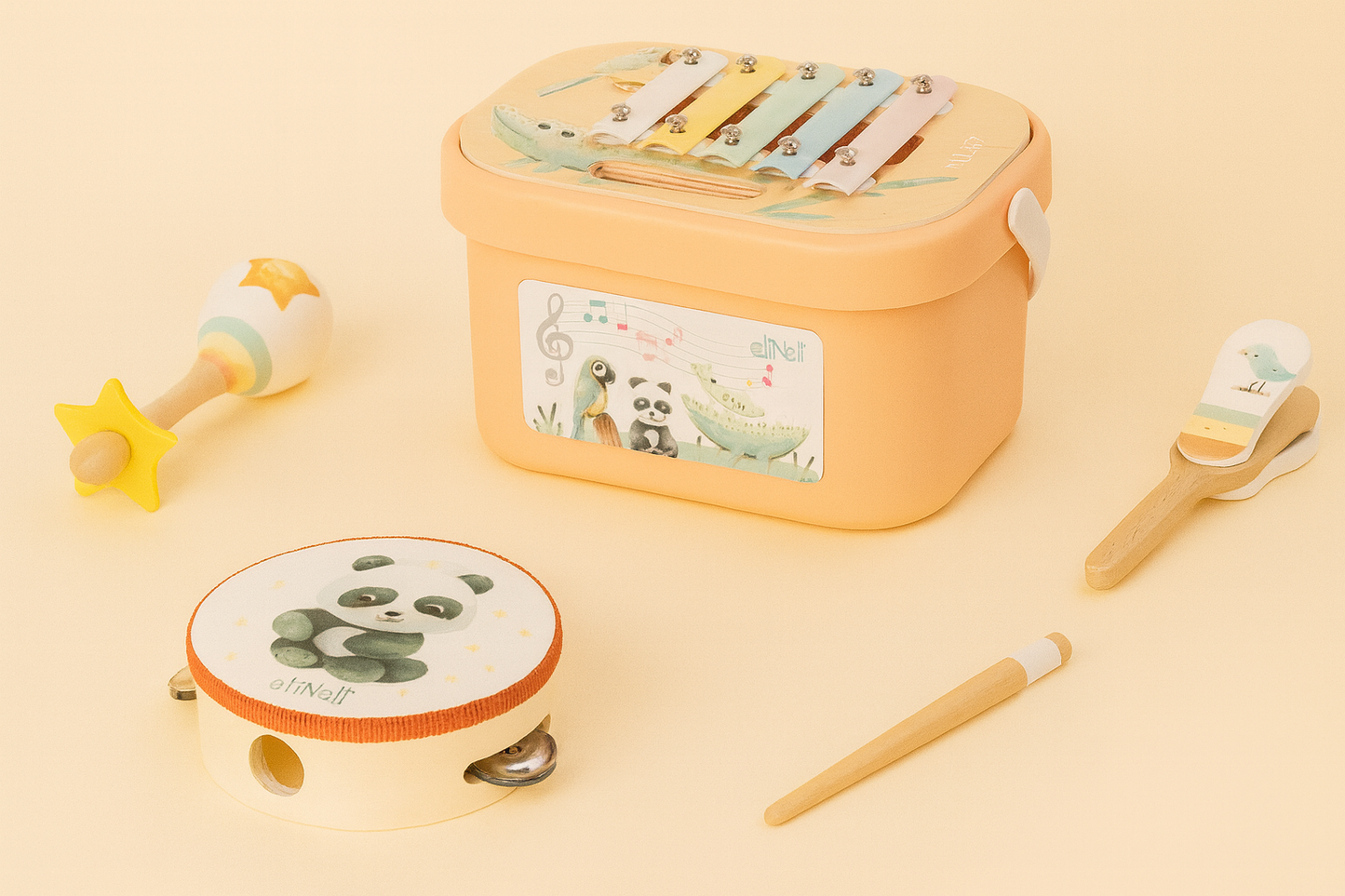 Houten Muziekset in Draagbare Box | Muzikale Ontwikkeling & Creatief Spel