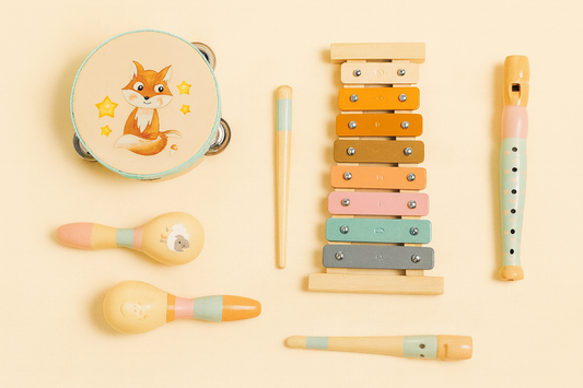 Houten Muziekset – Animal Collection | 4 Muziekinstrumenten voor Creativiteit & Ritmegevoel