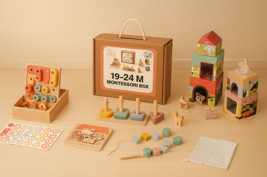 Montessori educatiebox 19–24 maanden – houten leer- en speelset