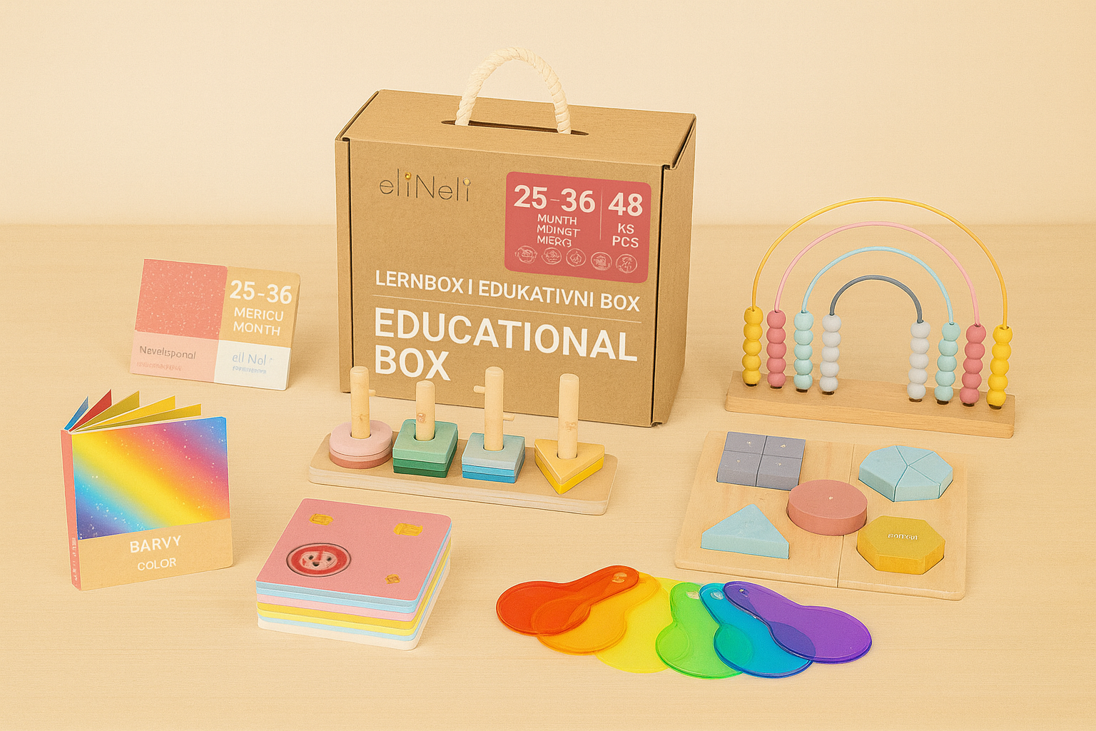 eliNeli educatieve speelbox 25–36 maanden – houten leer- en speelset
