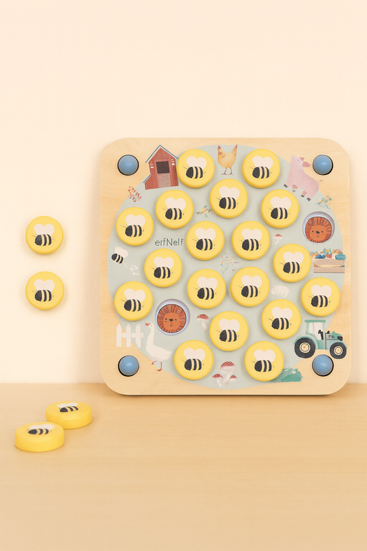 🐝 Houten Bijen Memoryspel – 10-in-1 Educatief Spel voor Kinderen