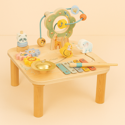 Houten Activiteitentafel – Motorische Speeltafel met Muziekinstrumenten