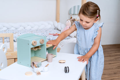 ☕ 2-in-1 Houten Speelgoed Koffiemachine & Winkeltje