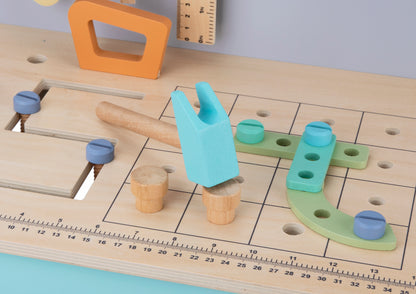 🔧 Houten Kinderwerkbank met Gereedschap – 73-delig
