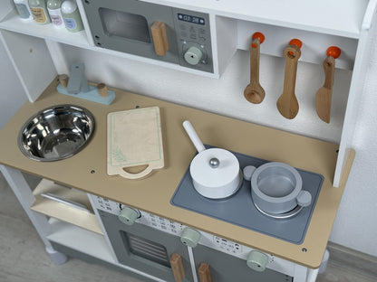 🍽️ Houten Kinderkeuken met Verstelbare Hoogte – Neutraal Design & Accessoires