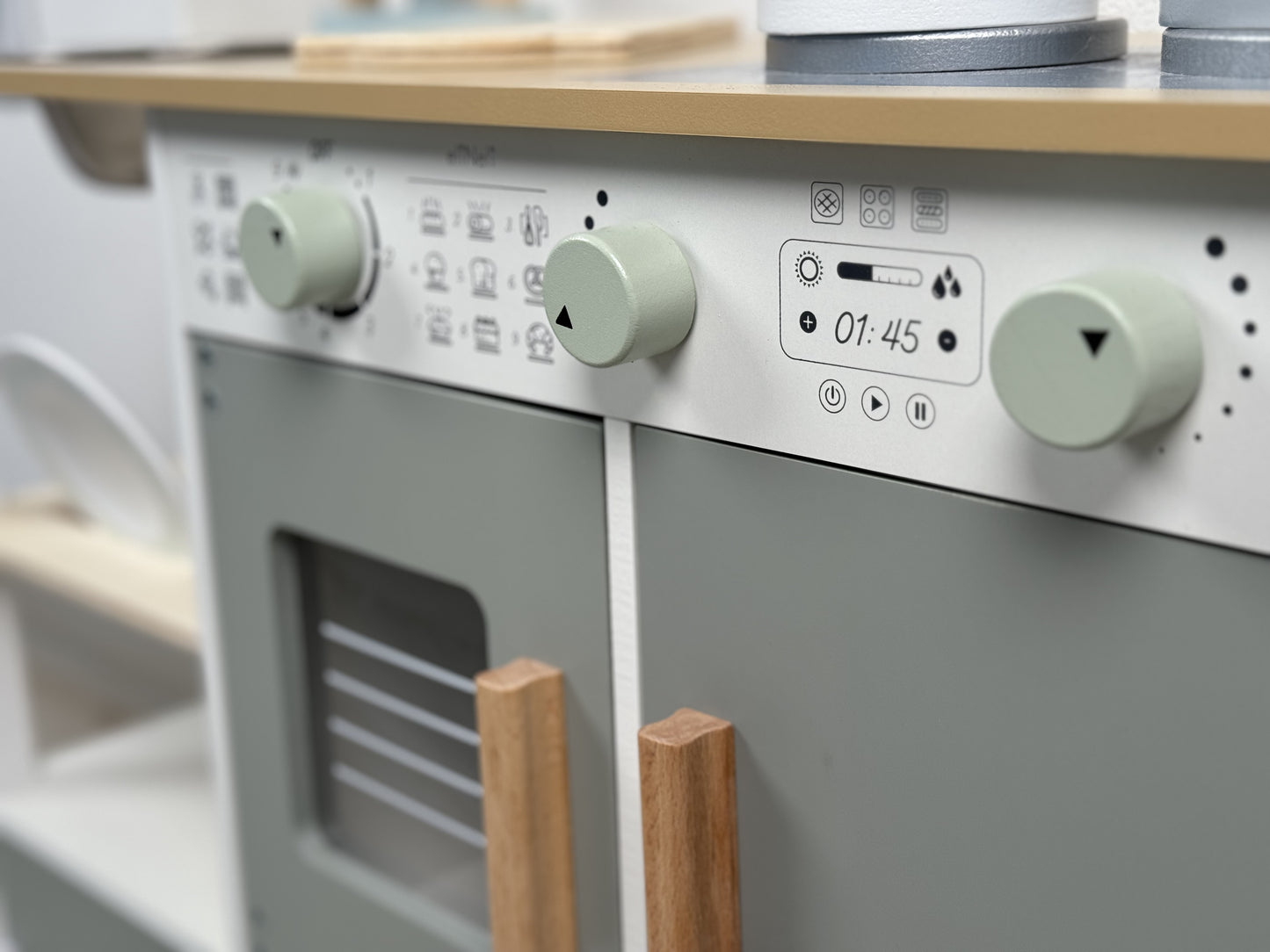 🍽️ Houten Kinderkeuken met Verstelbare Hoogte – Neutraal Design & Accessoires
