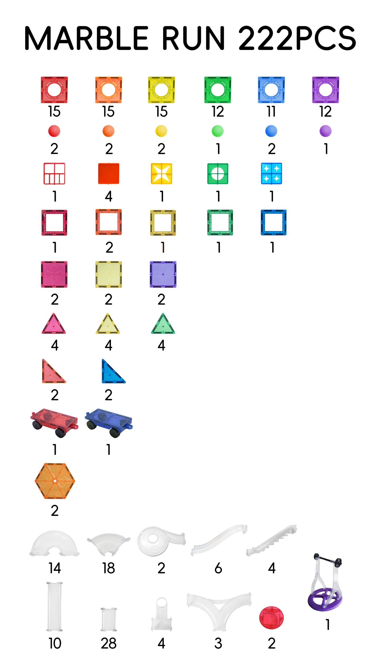 Magnetische Bouwset – Ballenbaan 222 stuks + Lichtgevende Ballen