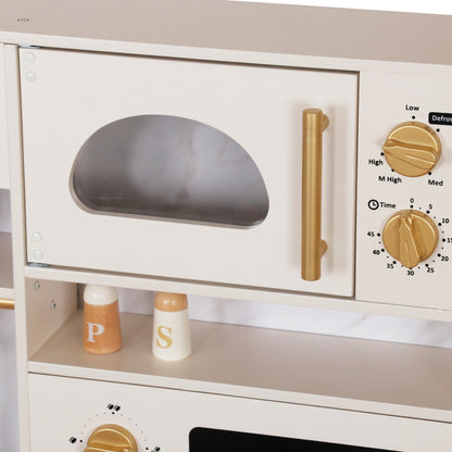 Houten Kinderkeuken – Met Licht, Stoom & Water – Speelkeuken met Gouden Accessoires – Vanaf 3 Jaar