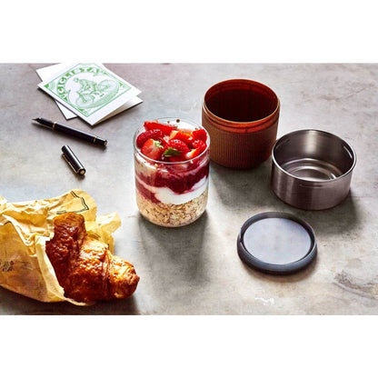 Black+Blum Glass Lunch Pot – 0,45 L | Duurzaam Glas & Houtvezel | Met Ontluchtingsdeksel